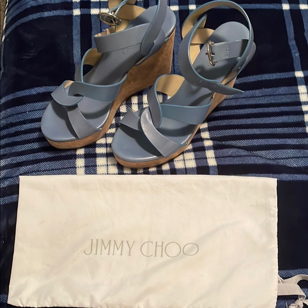 Jimmy Choo Blue Wedge Heels